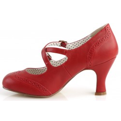 Cross Strap Flapper Red Vintage Heel Shoes