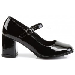 Gogo Black Block Heel Mary Jane Pump