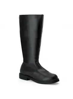 Captain Mid Calf Plain Black Boots