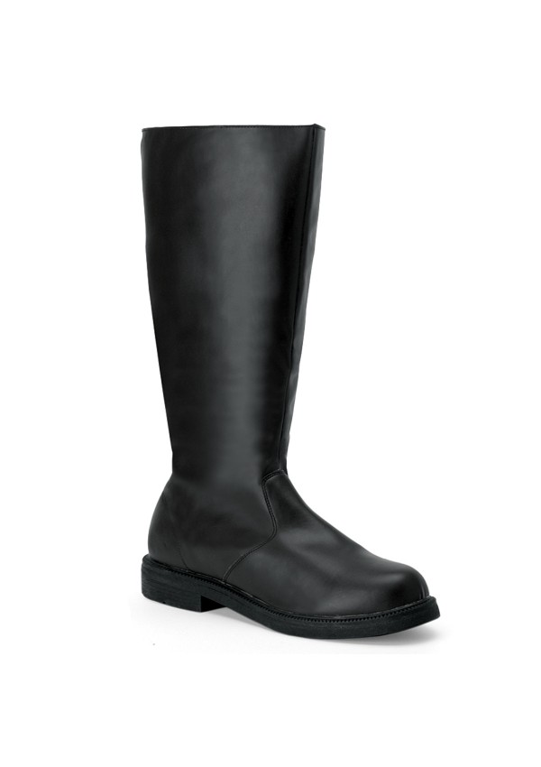 Captain Mid Calf Plain Black Boots