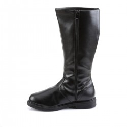 Captain Mid Calf Plain Black Boots