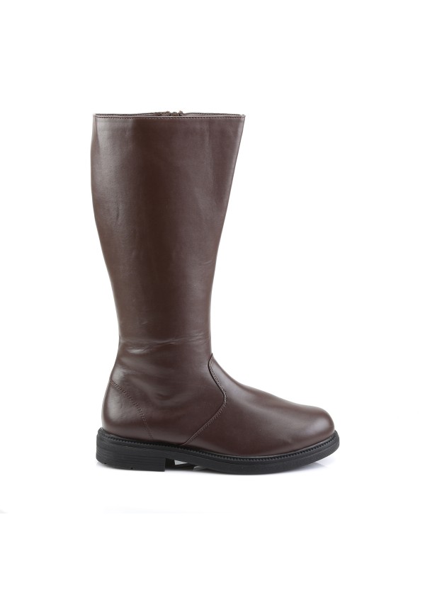 Captain Mid Calf Plain Brown Boots