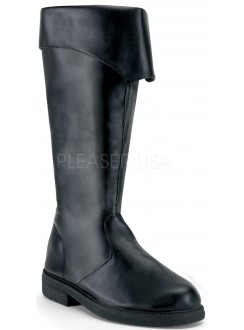 Captain Mid Calf Cuffed Black Boots