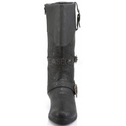 Caribbean Distressed Black Pirate Boots