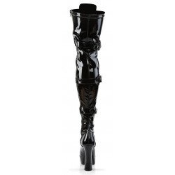 Electra Black Patent Buckled Thigh High Platform Boots