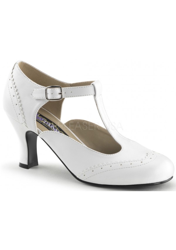 Flapper White T-Strap Pump