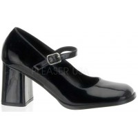 Gogo Black Block Heel Mary Jane Pump