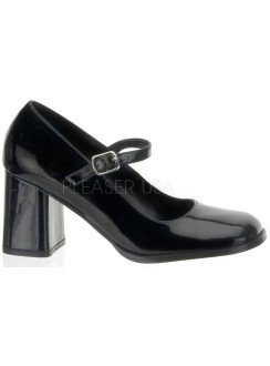 Gogo Black Block Heel Mary Jane Pump