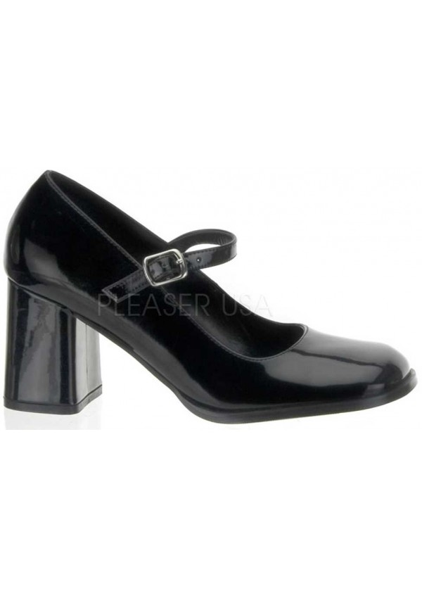 Gogo Black Block Heel Mary Jane Pump