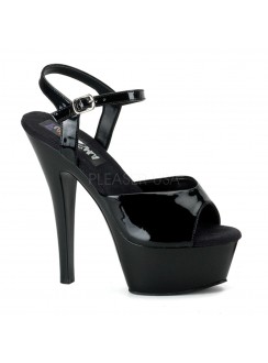 Juliet Black Platform Sandal with 6 Inch Heel