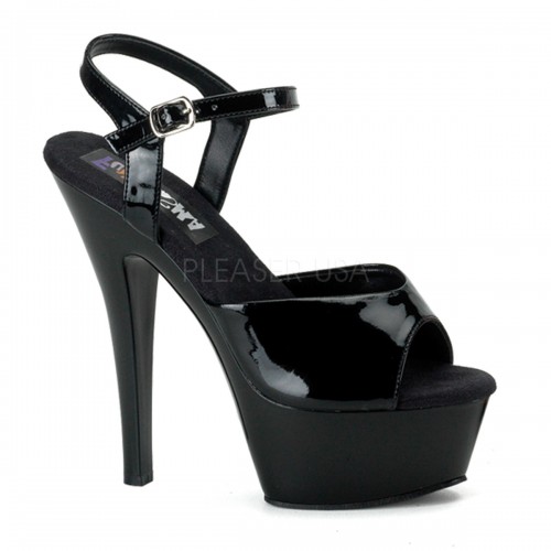Juliet Black Platform Sandal with 6 Inch Heel Up to Size 14 - Crossdress