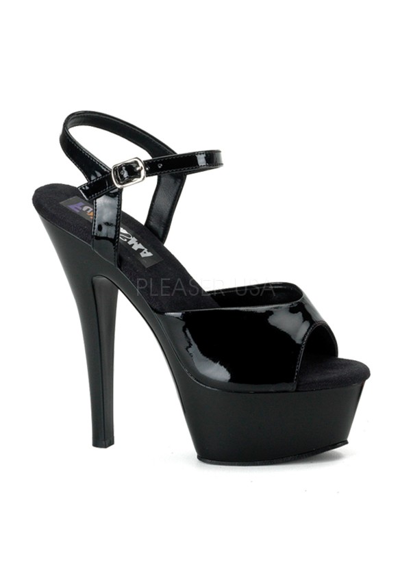 Juliet Black Platform Sandal with 6 Inch Heel