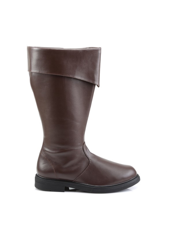 Captain Mid Calf Cuffed Brown Boots