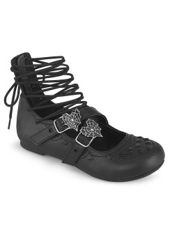 Gothic Flat Shoes for Women with Spiderweb Buckles