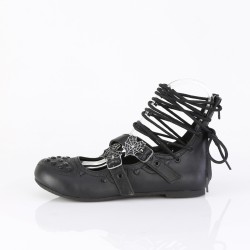 Gothic Flat Shoes for Women with Spiderweb Buckles