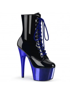 Blue Chrome Platform Adore Black Granny Ankle Boots