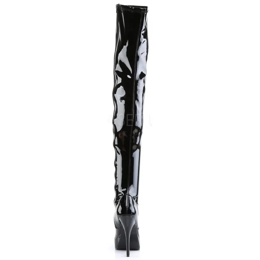 Black Indulge Faux Patent Leather Stiletto Heel Boot - Womens Boot