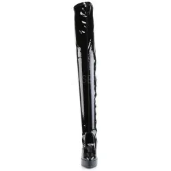 Black Indulge Faux Patent Leather Stiletto Heel Boots