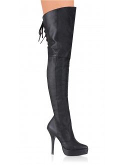 Indulge Leather Thigh High Platform Boots