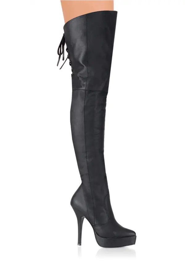 Indulge Leather Thigh High Platform Boots