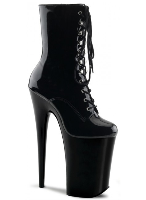 Black Infinity 9 Inch High Heel Platform Granny Boots