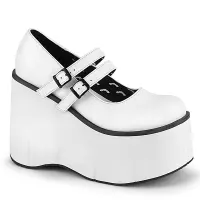 Kera White Platform Mary Jane Double Strap Pump