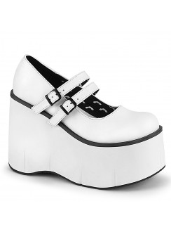 Kera White Platform Mary Jane Double Strap Pump