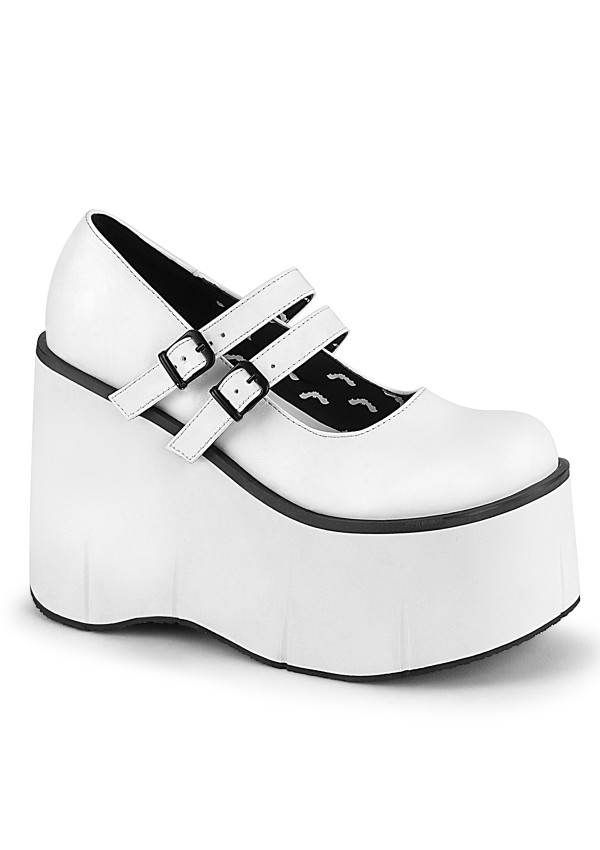 Kera White Platform Mary Jane Double Strap Pump