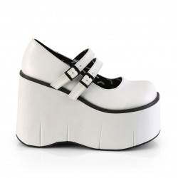 Kera White Platform Mary Jane Double Strap Pump