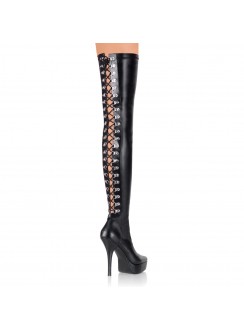 Indulge 3063 Stiletto Thigh High Platform Bootswith Lace Up Back