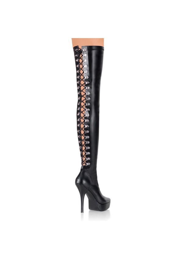 Indulge 3063 Stiletto Thigh High Platform Bootswith Lace Up Back