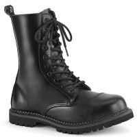 Riot 10-Eyelet Mens Leather Ankle Boots with Steel Toe