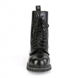 Riot 10-Eyelet Mens Leather Ankle Boots with Steel Toe