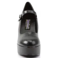 Black Mary Jane Square Heeled Pump