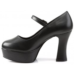 Black Mary Jane Square Heeled Pump