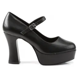 Black Mary Jane Square Heeled Pump