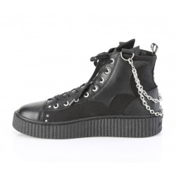 Black Canvas and Vegan Leather Unisex Sneakers