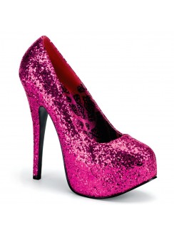 Teeze Hot Pink Glitter Platform Pump