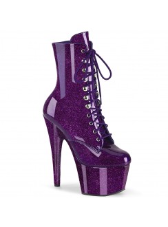 ADORE-1020 Purple Glitter Platform Ankle Boots for Women