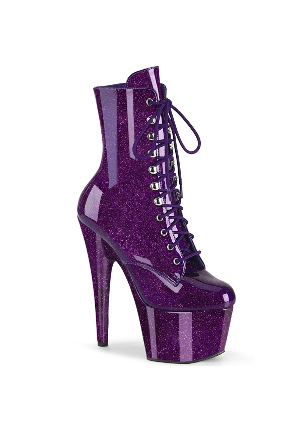ADORE-1020 Purple Glitter Platform Ankle Boots for Women