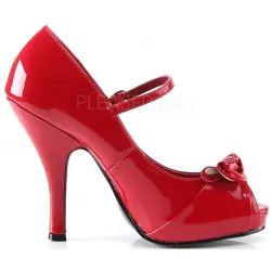Cutie Pie Red Peep Toe Mary Jane Pin Up Pumps