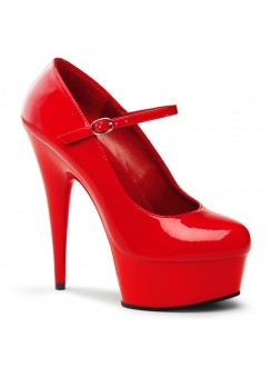 Delight Red High Heel Platform Mary Jane Shoes