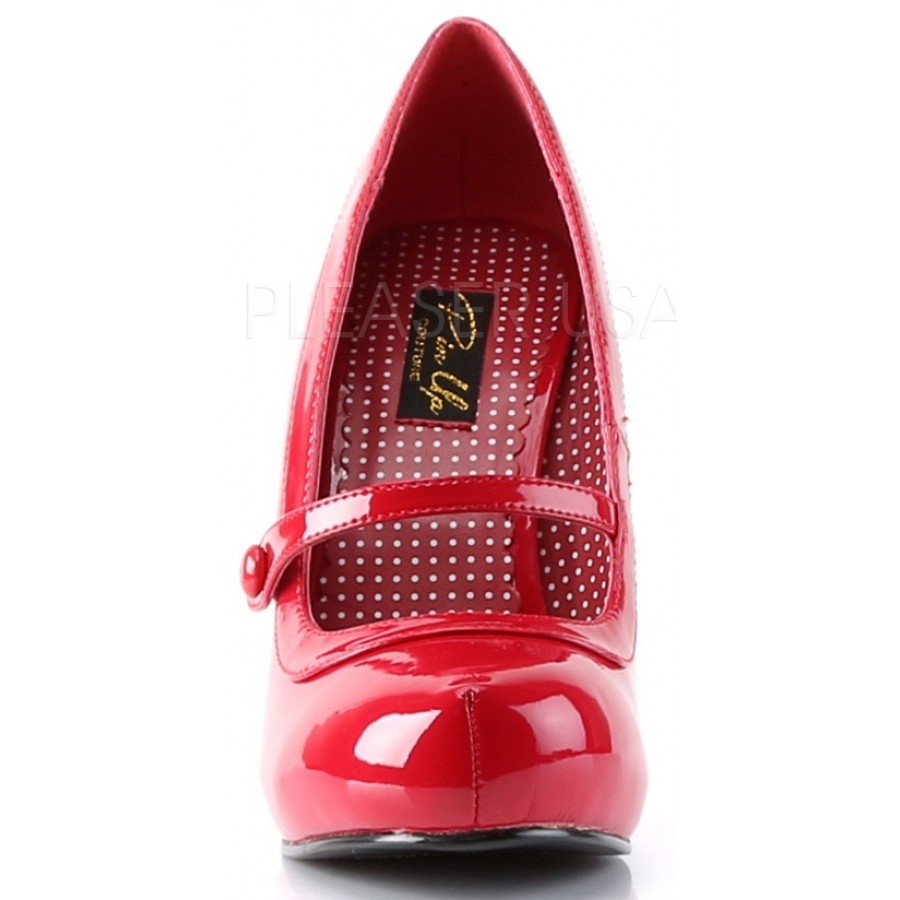 Cutie Pie Red Mary Jane Pin Up Vintage Pumps 4.5 Inch Heel Shoe