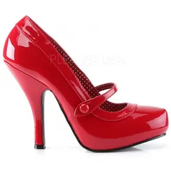 Cutie Pie Red Mary Jane Pin Up Pumps