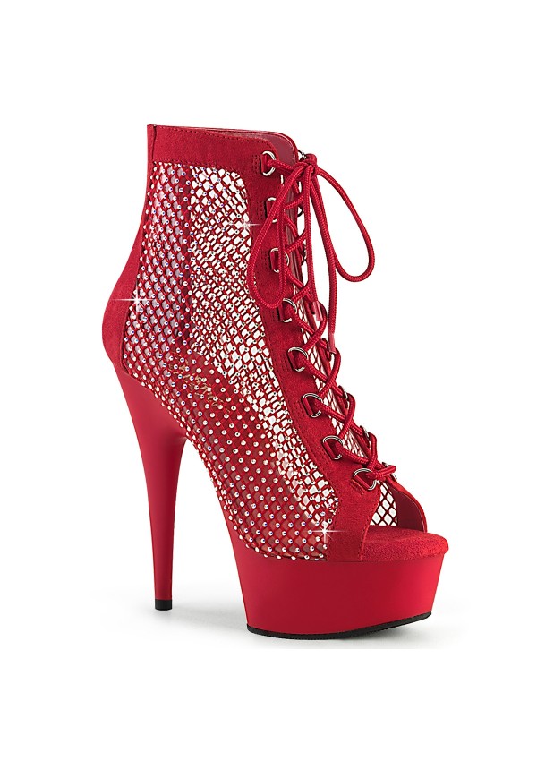 Delight Rhinestone Net Red Platform Ankle Boots