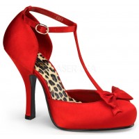 Red Satin T-Strap Cutie Pie Pump