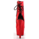 Red Suede Peep Toe and Heel Platform Ankle Boots