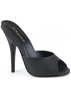 Black Matte High Heel Peep Toe Slide