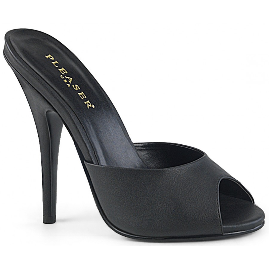 Black peep toe mule heels cheap