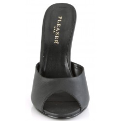 Black Matte High Heel Peep Toe Slide